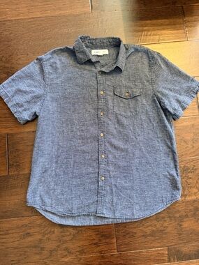 Old Navy Men's Short-Sleeve Chambray Button-Down Shirt - Blue White